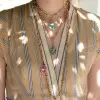 15ct Heart Cut Ruby/Aquamarine Chain Link Statement Necklace