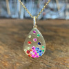 Flush Set Multicolor Waterdrop Starry Pendant Necklace