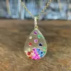 Flush Set Multicolor Waterdrop Starry Pendant Necklace