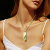 Stars Engraved Rainbow Sapphire Locket Design Pendant Necklace