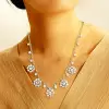 80ctw Oval Link Chain Floral Pendant Statement Necklace