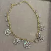80ctw Oval Link Chain Floral Pendant Statement Necklace