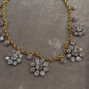 80ctw Oval Link Chain Floral Pendant Statement Necklace