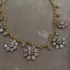 80ctw Oval Link Chain Floral Pendant Statement Necklace