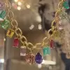 50ctw Multicut Multicolor One of Kind Link Statement Necklace