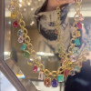 50ctw Multicut Multicolor One of Kind Link Statement Necklace