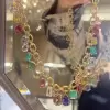 50ctw Multicut Multicolor One of Kind Link Statement Necklace