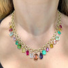 50ctw Multicut Multicolor One of Kind Link Statement Necklace