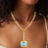 6ct Emerald Cut Birthstone Detachable Drop Link Necklace