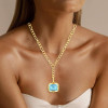 6ct Emerald Cut Birthstone Detachable Drop Link Necklace