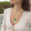 6ct Emerald Cut Birthstone Detachable Drop Link Necklace