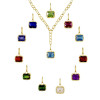 6ct Emerald Cut Birthstone Detachable Drop Link Necklace