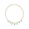 15ctw Pear Cut Emerald Link Chain Station Necklace