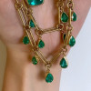 15ctw Pear Cut Emerald Link Chain Station Necklace