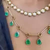 15ctw Pear Cut Emerald Link Chain Station Necklace