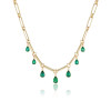 15ctw Pear Cut Emerald Link Chain Station Necklace