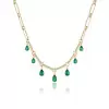 15ctw Pear Cut Emerald Link Chain Station Necklace