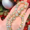 210ctw Round Cut White Sapphire Riviera Statement Necklace