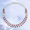 52ctw Oval Cut Ruby Art-deco Two Row Statement Necklace