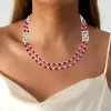 52ctw Oval Cut Ruby Art-deco Two Row Statement Necklace