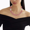 52ctw Oval Cut Ruby Art-deco Two Row Statement Necklace