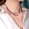 52ctw Oval Cut Ruby Art-deco Two Row Statement Necklace