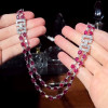 52ctw Oval Cut Ruby Art-deco Two Row Statement Necklace