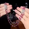 52ctw Oval Cut Ruby Art-deco Two Row Statement Necklace