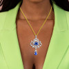8ctw White and Blue Sapphire Vintage Pendant Necklace