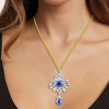 8ctw White and Blue Sapphire Vintage Pendant Necklace