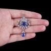 8ctw White and Blue Sapphire Vintage Pendant Necklace
