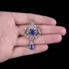 8ctw White and Blue Sapphire Vintage Pendant Necklace