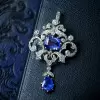 8ctw White and Blue Sapphire Vintage Pendant Necklace