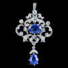 8ctw White and Blue Sapphire Vintage Pendant Necklace