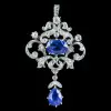 8ctw White and Blue Sapphire Vintage Pendant Necklace