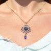 8ctw White and Blue Sapphire Vintage Pendant Necklace