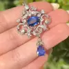 8ctw White and Blue Sapphire Vintage Pendant Necklace