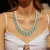 48ctw Pear Cut Paraiba Fringe Statement Necklace