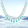 48ctw Pear Cut Paraiba Fringe Statement Necklace