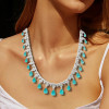 48ctw Pear Cut Paraiba Fringe Statement Necklace
