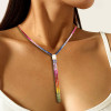 40ctw Princess Cut Muiticolor Sapphire Rainbow Necklace