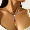 40ctw Princess Cut Muiticolor Sapphire Rainbow Necklace