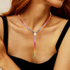40ctw Princess Cut Muiticolor Sapphire Rainbow Necklace