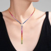 40ctw Princess Cut Muiticolor Sapphire Rainbow Necklace