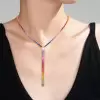 40ctw Princess Cut Muiticolor Sapphire Rainbow Necklace