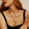 40ctw Princess Cut Muiticolor Sapphire Rainbow Necklace