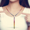 40ctw Princess Cut Muiticolor Sapphire Rainbow Necklace