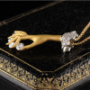 Round Cut Vintage Love Hand Pendant Necklace