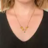 Pear Cut Emerald Vintage Love Hands Pendant Necklace