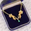 Pear Cut Emerald Vintage Love Hands Pendant Necklace